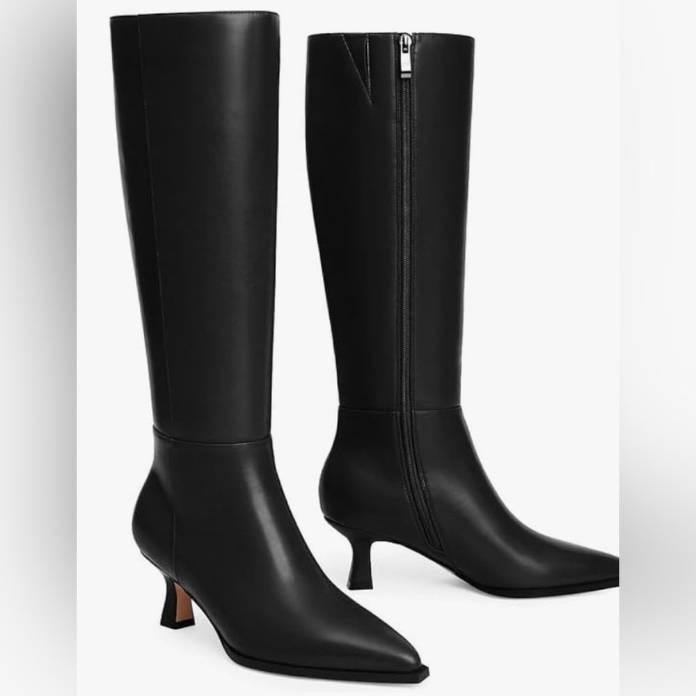 Elegant Black Women's Heeled Boots Box Included.